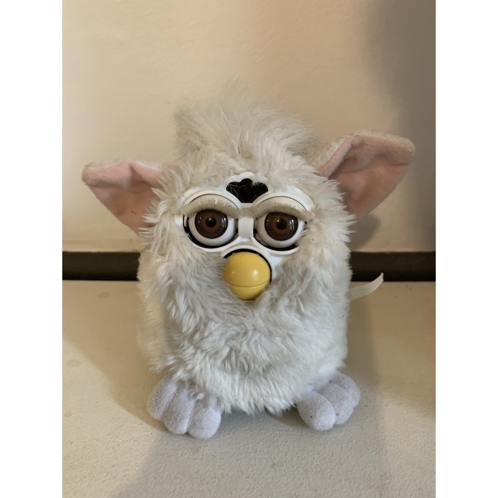 Vintage 1999 Tiger Furby White Fur Brown Eyes  - Not Tested